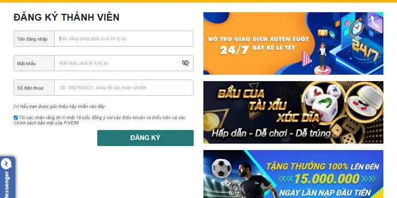 Đăng k&yacute; Five88 qua m&aacute;y t&iacute;nh thật sự rất đơn giản