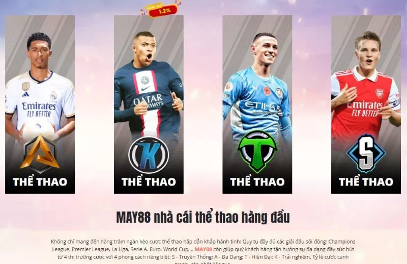 Nổi bật nhất tại May88 phải kể đến cá cược bóng đá Nổi bật nhất tại May88 phải kể đến cá cược bóng đá